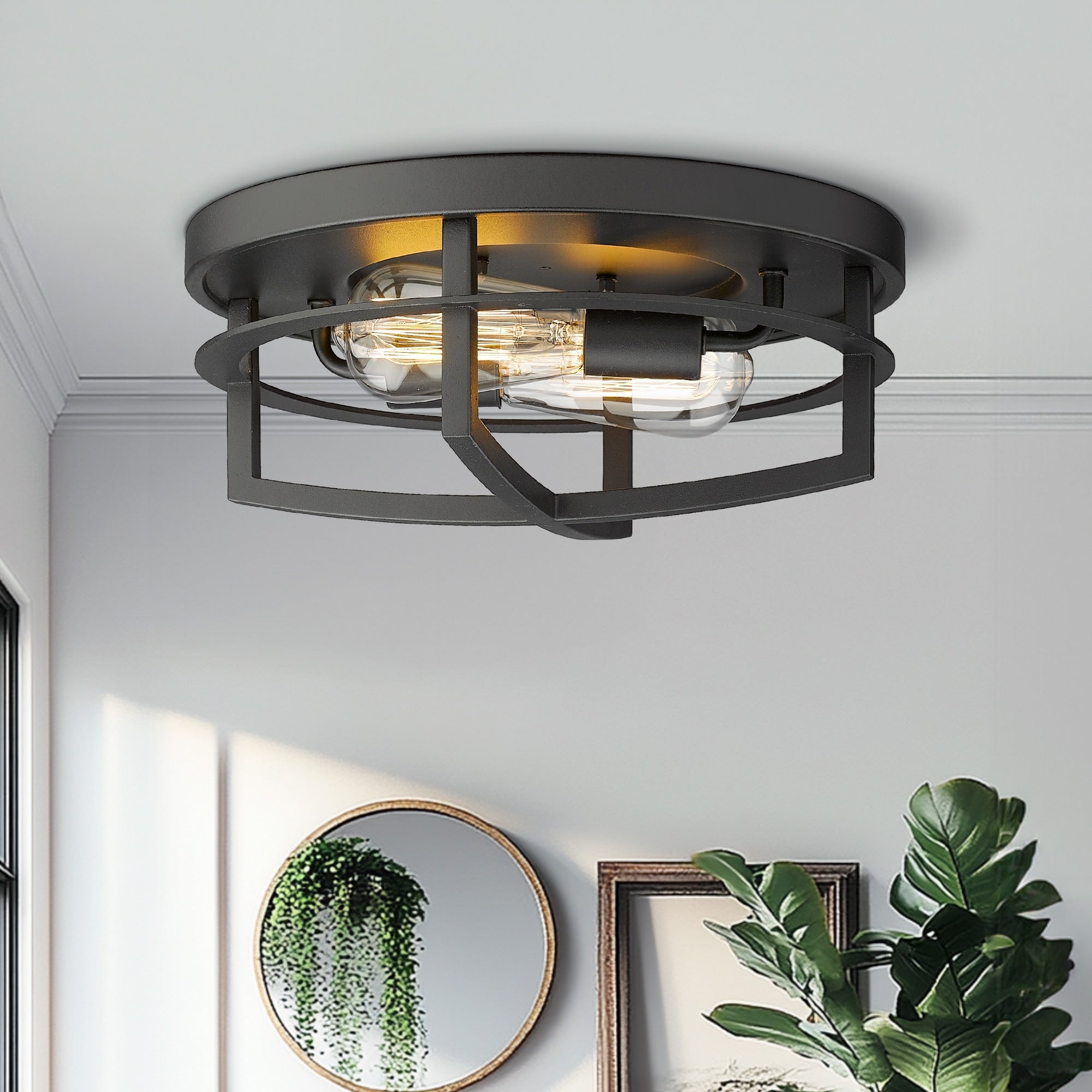 13 plafonniers industriels à 2 lampes encastrés