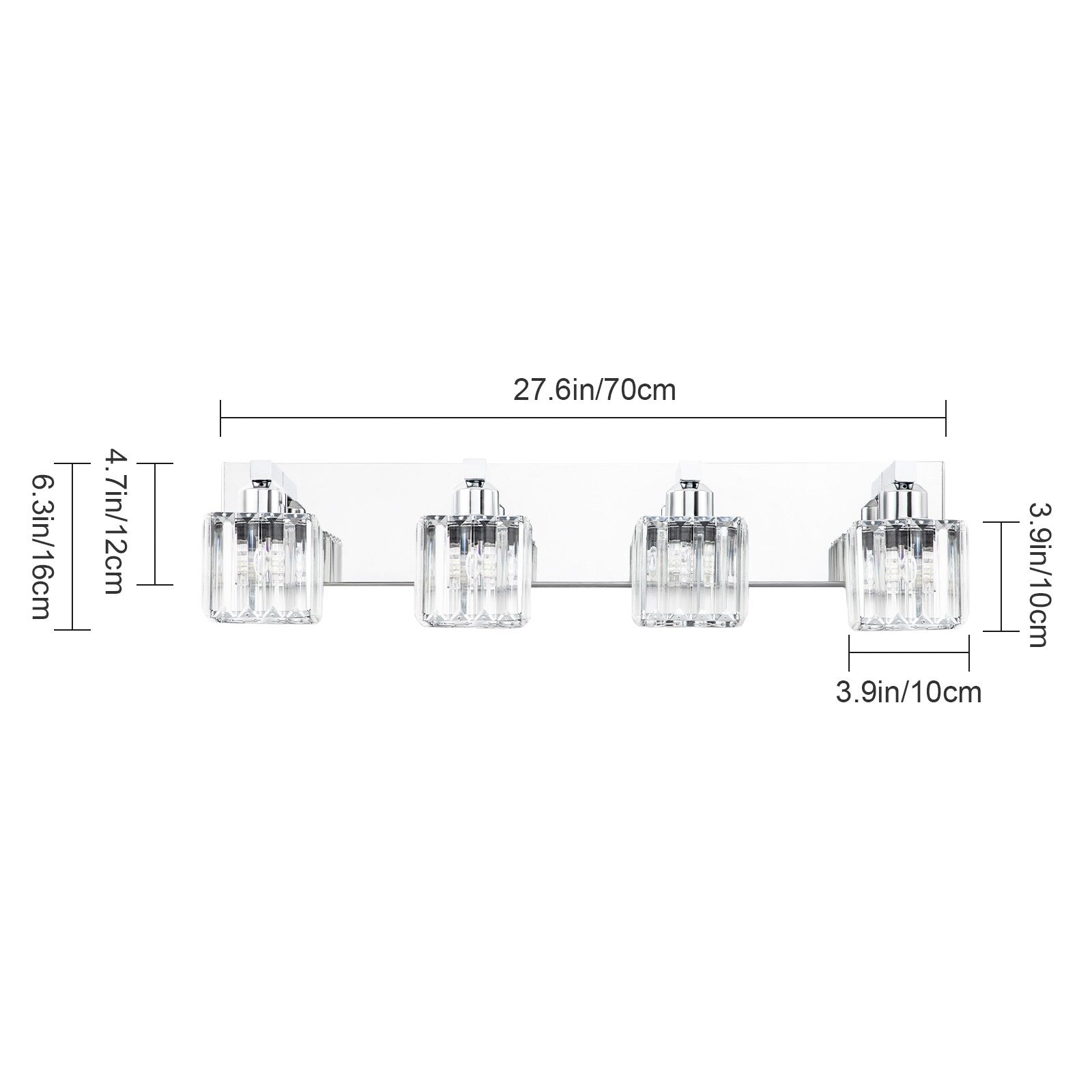 Applique murale de salle de bain 2/3/4/5 lumières avec abat-jour en cristal