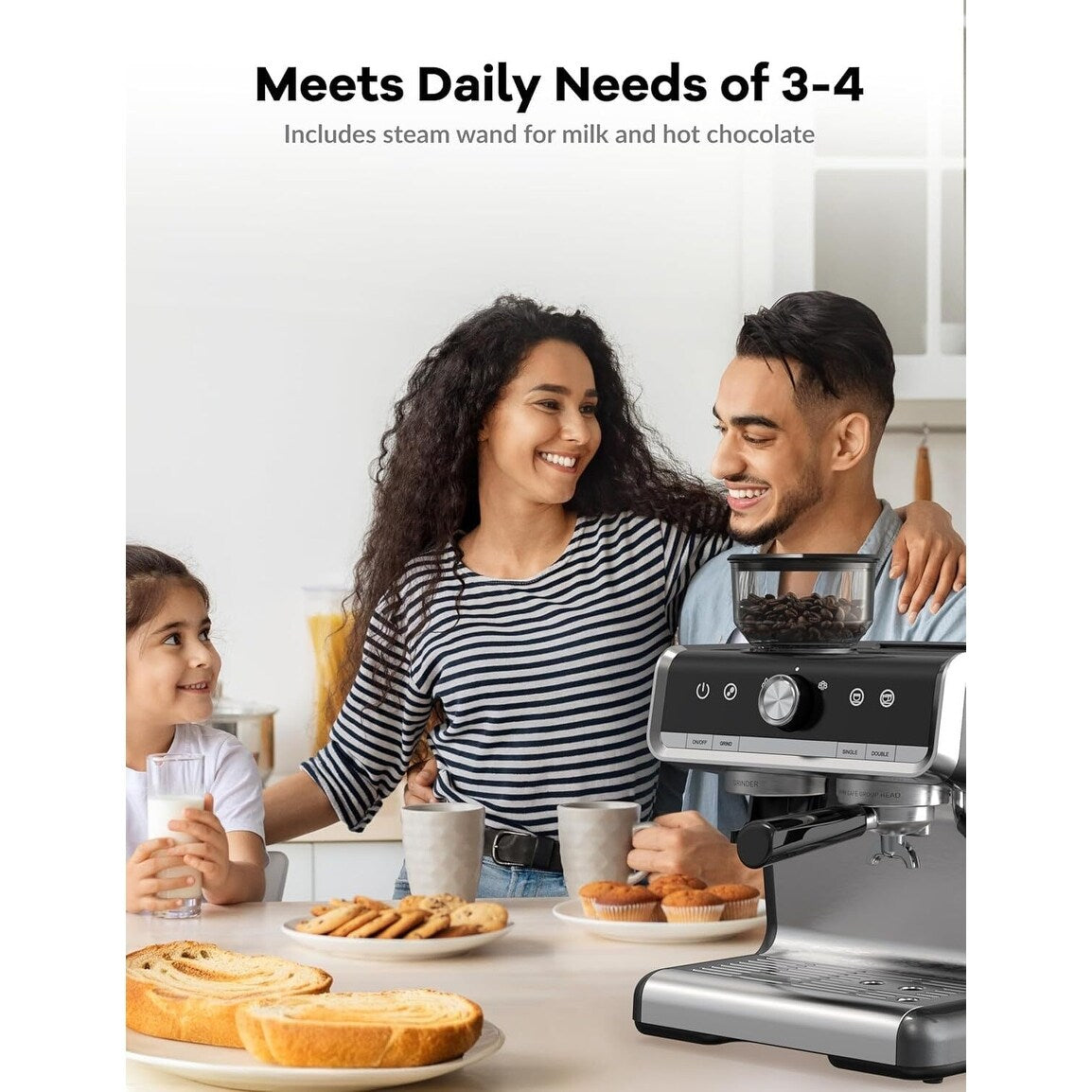 Machine à expresso semi-automatique 20 bars avec moulin et mousseur à lait