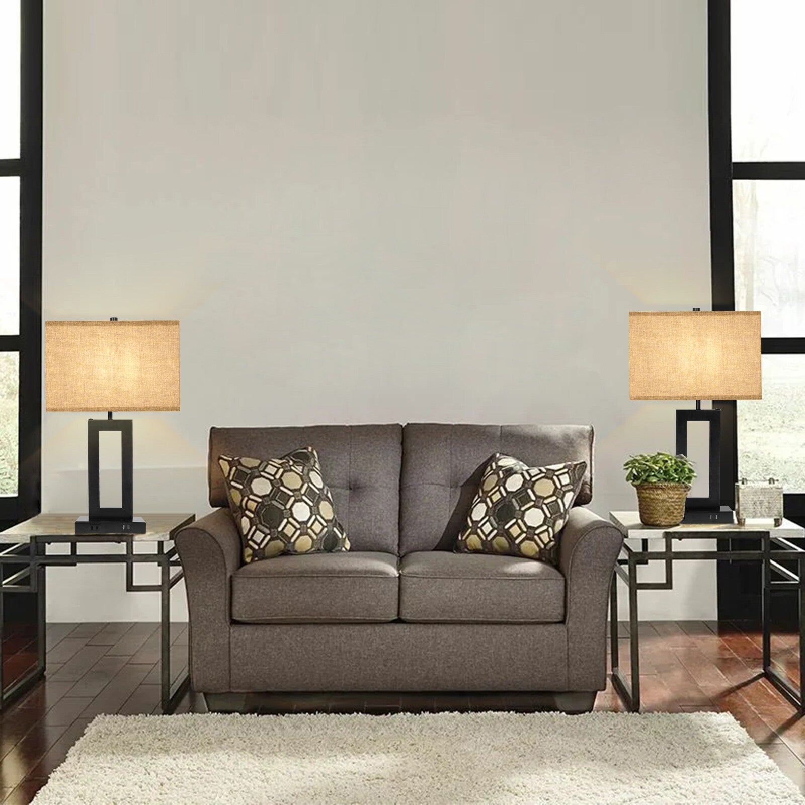 Ensemble de 22 lampes de table USB grises à commande tactile