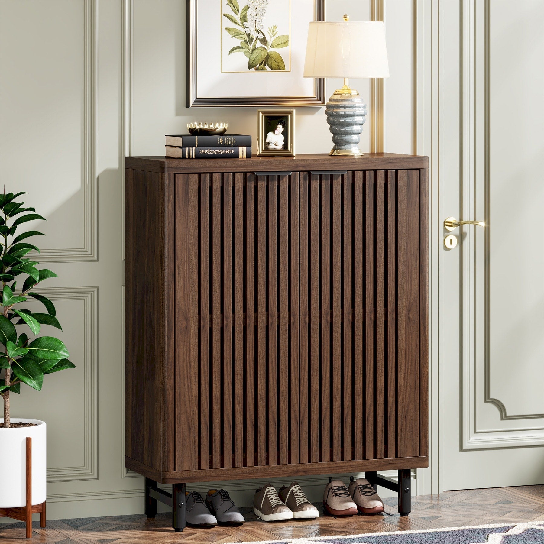 Meuble de rangement à chaussures 24 paires avec porte pour entrée et salon