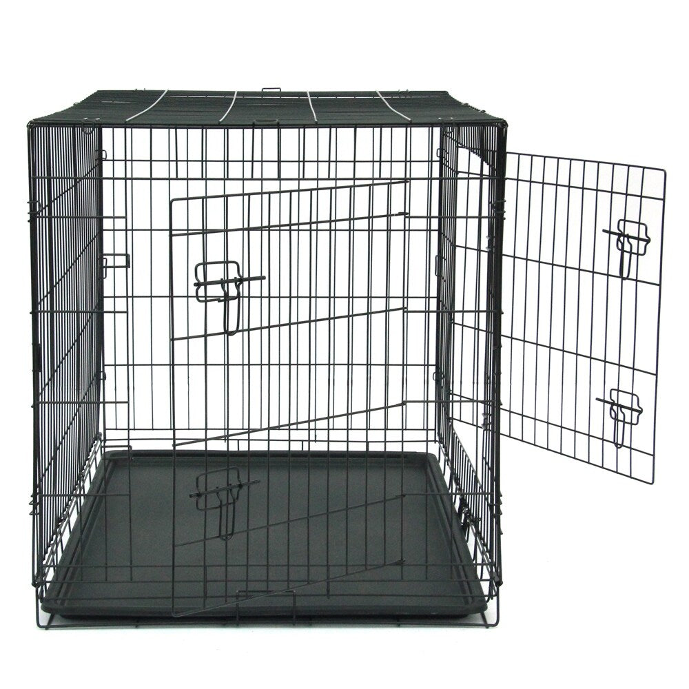 Cage pliable en acier pour animaux de compagnie de 24 à 48 pouces, cage pour chat et chien, parc pour animaux en fil de fer