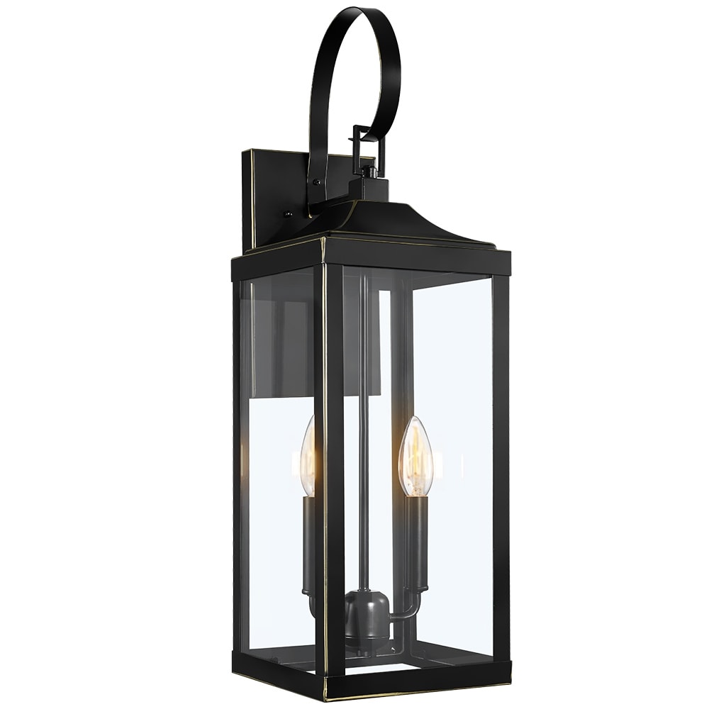 Applique murale d'extérieur à 2 lumières, grande taille, bronze, 25,7 H