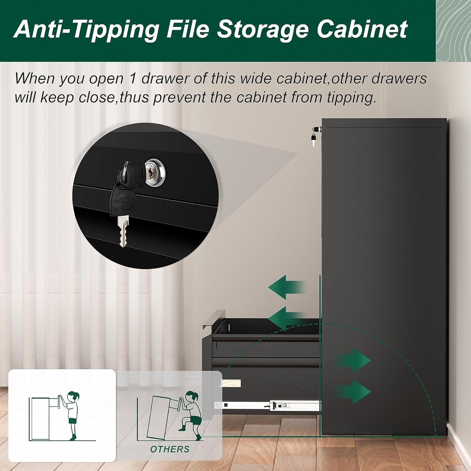 Classeur métallique verrouillable à 3 tiroirs pour bureau à domicile, armoire roulante entièrement assemblée