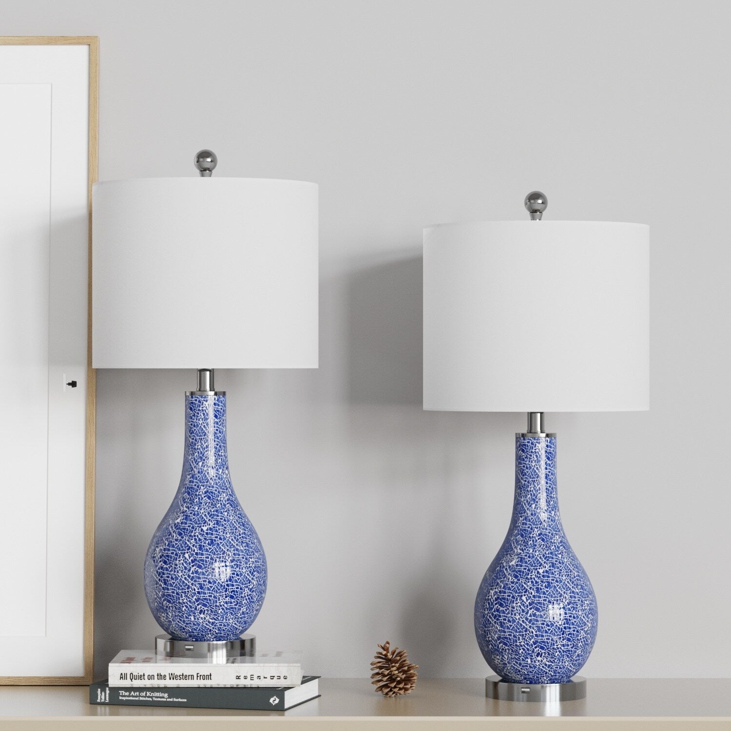 Ensemble de lampes de table en verre avec port USB (lot de 2)