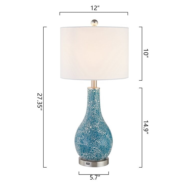 Ensemble de lampes de table en verre avec port USB (lot de 2)