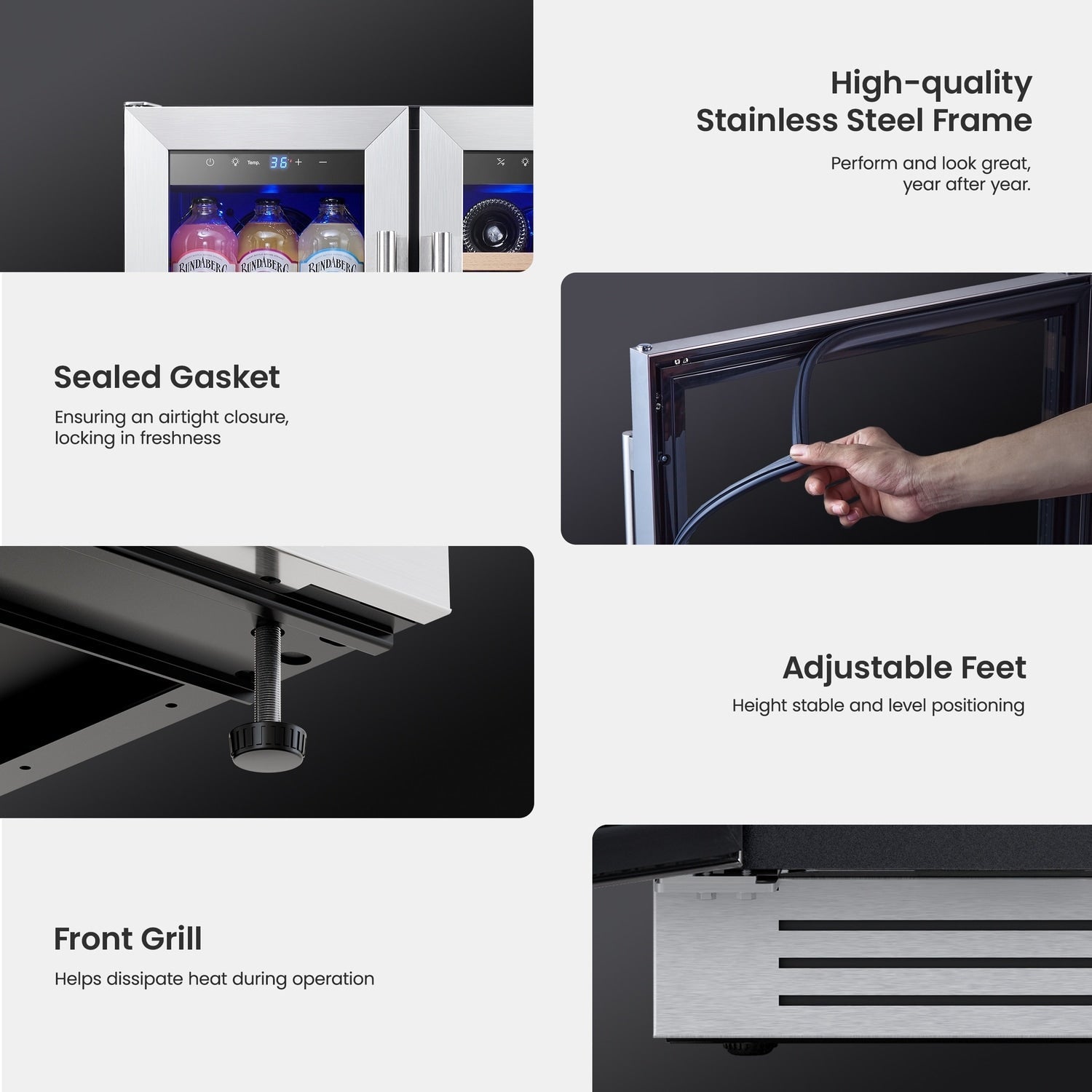 Réfrigérateur à vin/boissons 24 pouces, réfrigérateur double zone pour 20 bouteilles/60 canettes - 24 pouces