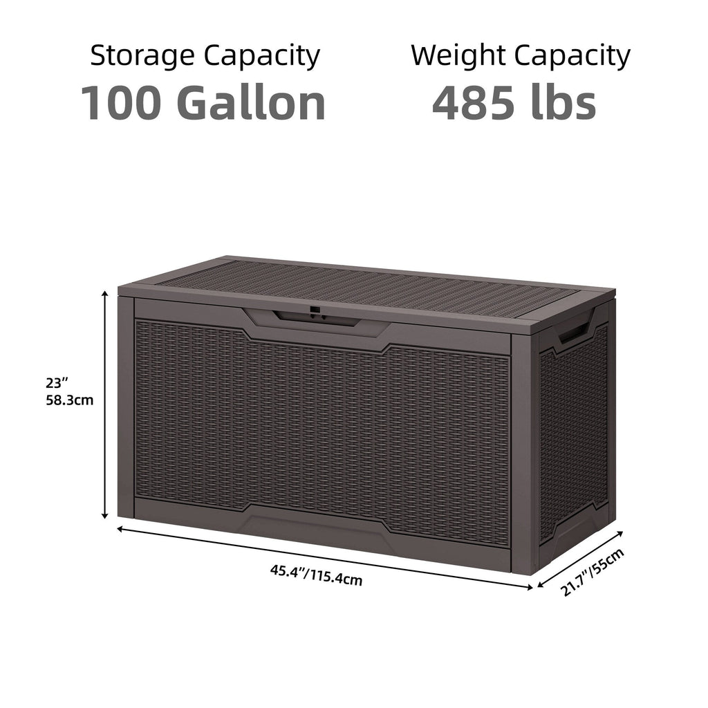 Coffre de rangement extérieur étanche de 100 gallons - N/A