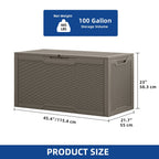 Coffre de rangement extérieur étanche de 100 gallons - N/A