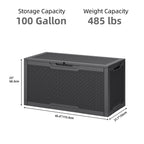 Coffre de rangement extérieur étanche de 100 gallons - N/A