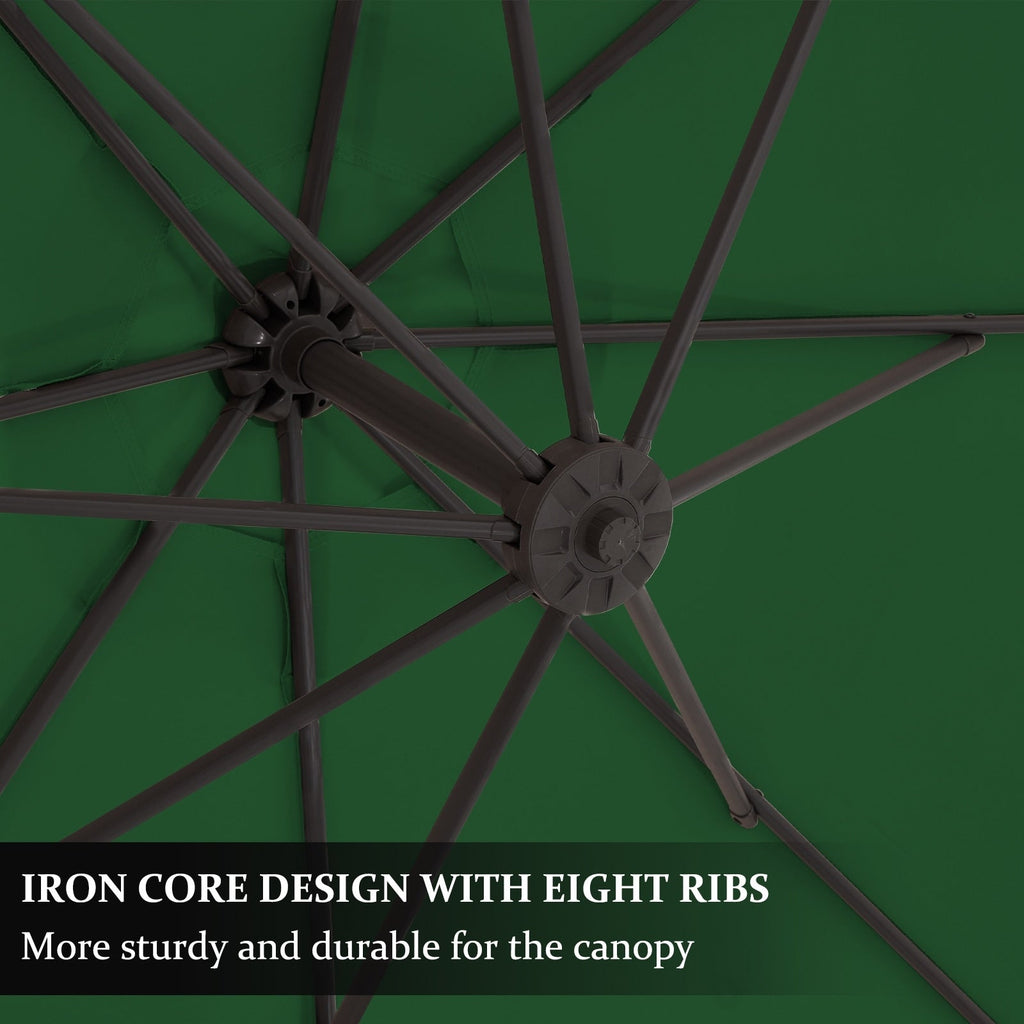 Parasol déporté suspendu à manivelle en acier de 10 pieds