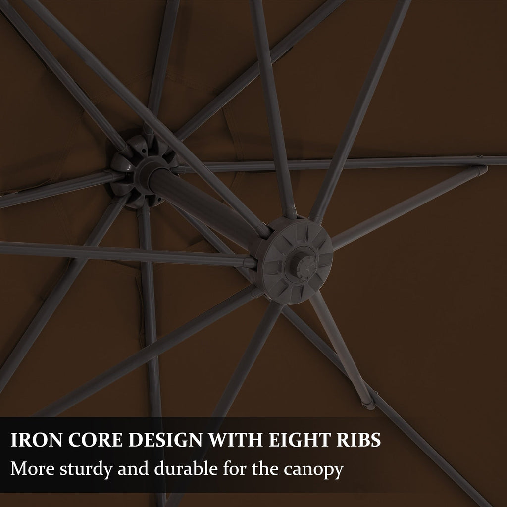 Parasol déporté suspendu à manivelle en acier de 10 pieds