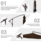 Parasol déporté suspendu à manivelle en acier de 10 pieds