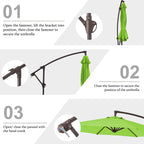 Parasol déporté suspendu à manivelle en acier de 10 pieds