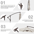 Parasol déporté suspendu à manivelle en acier de 10 pieds