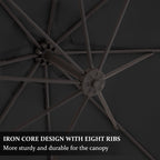 Parasol déporté suspendu à manivelle en acier de 10 pieds