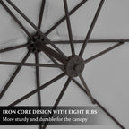 Parasol déporté suspendu à manivelle en acier de 10 pieds