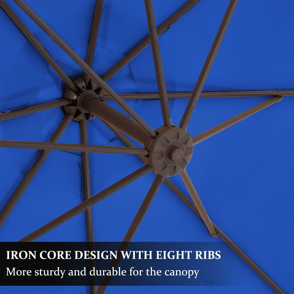 Parasol déporté suspendu à manivelle en acier de 10 pieds