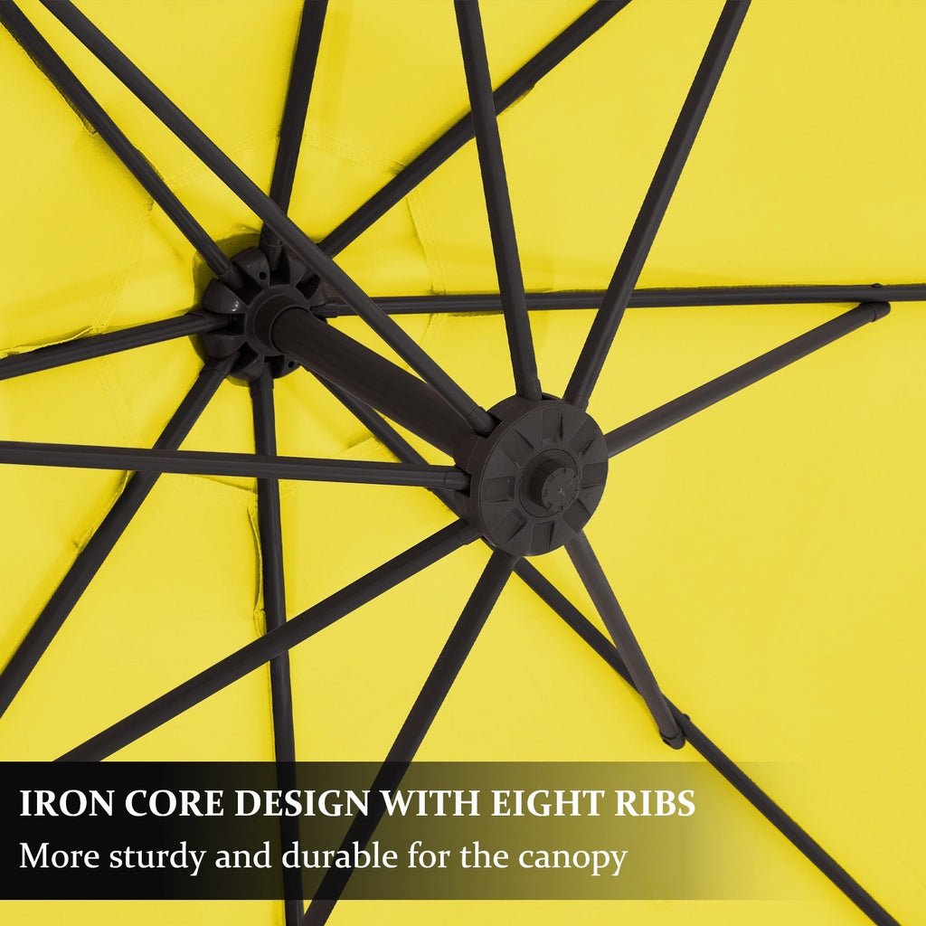 Parasol déporté suspendu à manivelle en acier de 10 pieds