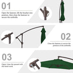 Parasol déporté suspendu à manivelle en acier de 10 pieds