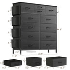 Commode haute en tissu à 12 tiroirs pour chambre à coucher