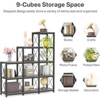 Bibliothèque échelle à 12 étagères, bibliothèque d'angle industrielle