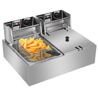 Friteuse électrique à double cylindre en acier inoxydable de 12,7 QT/12 L