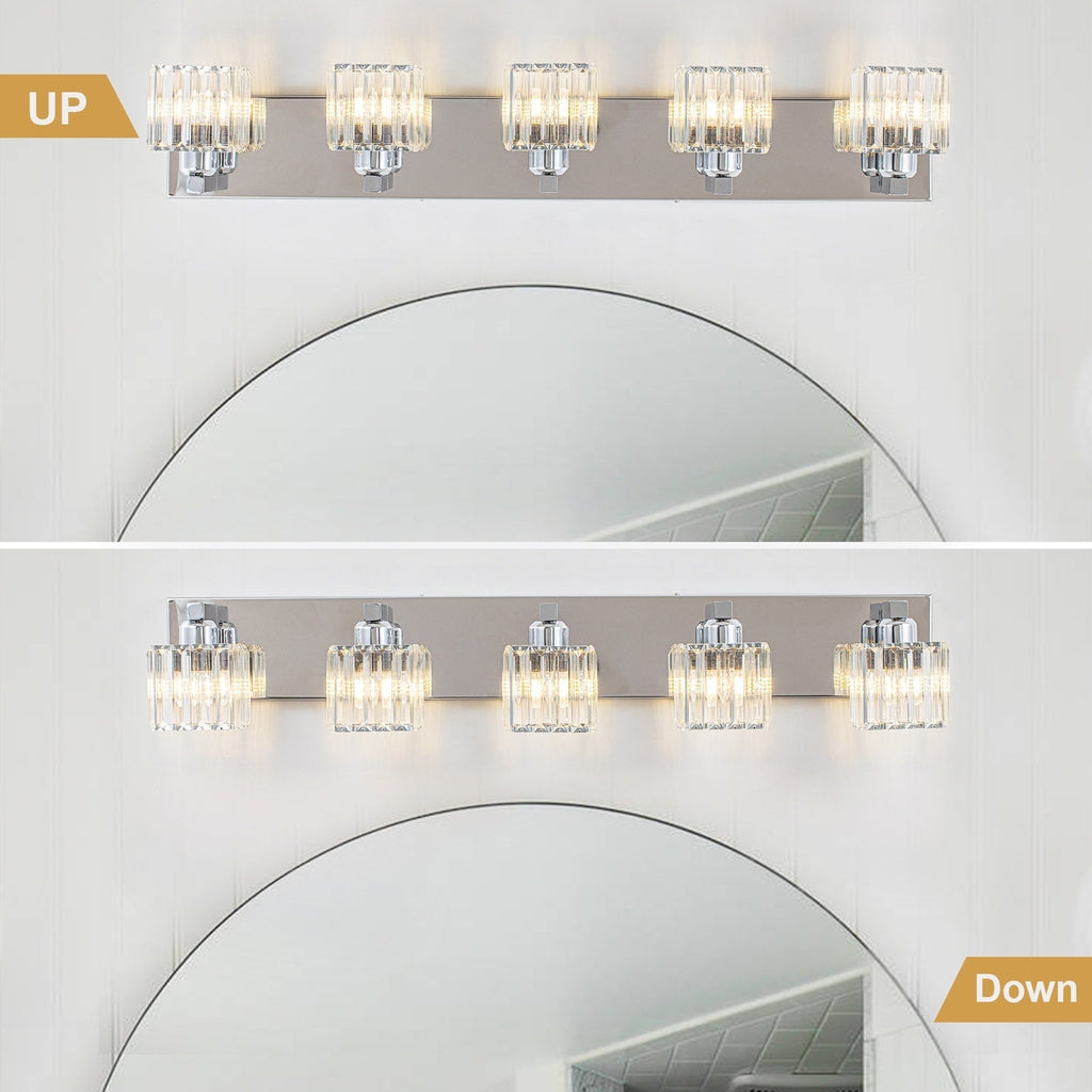 Applique murale de salle de bain 2/3/4/5 lumières avec abat-jour en cristal