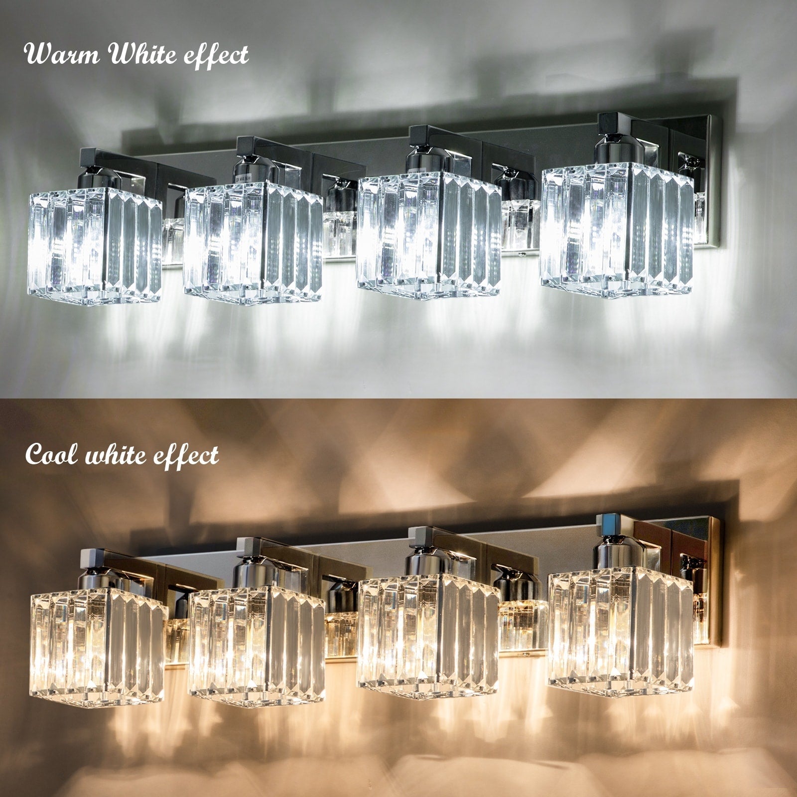 Applique murale de salle de bain 2/3/4/5 lumières avec abat-jour en cristal