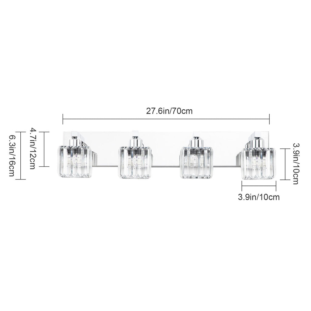 Applique murale de salle de bain 2/3/4/5 lumières avec abat-jour en cristal