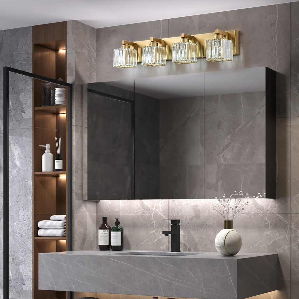 Applique murale de salle de bain 2/3/4/5 lumières avec abat-jour en cristal