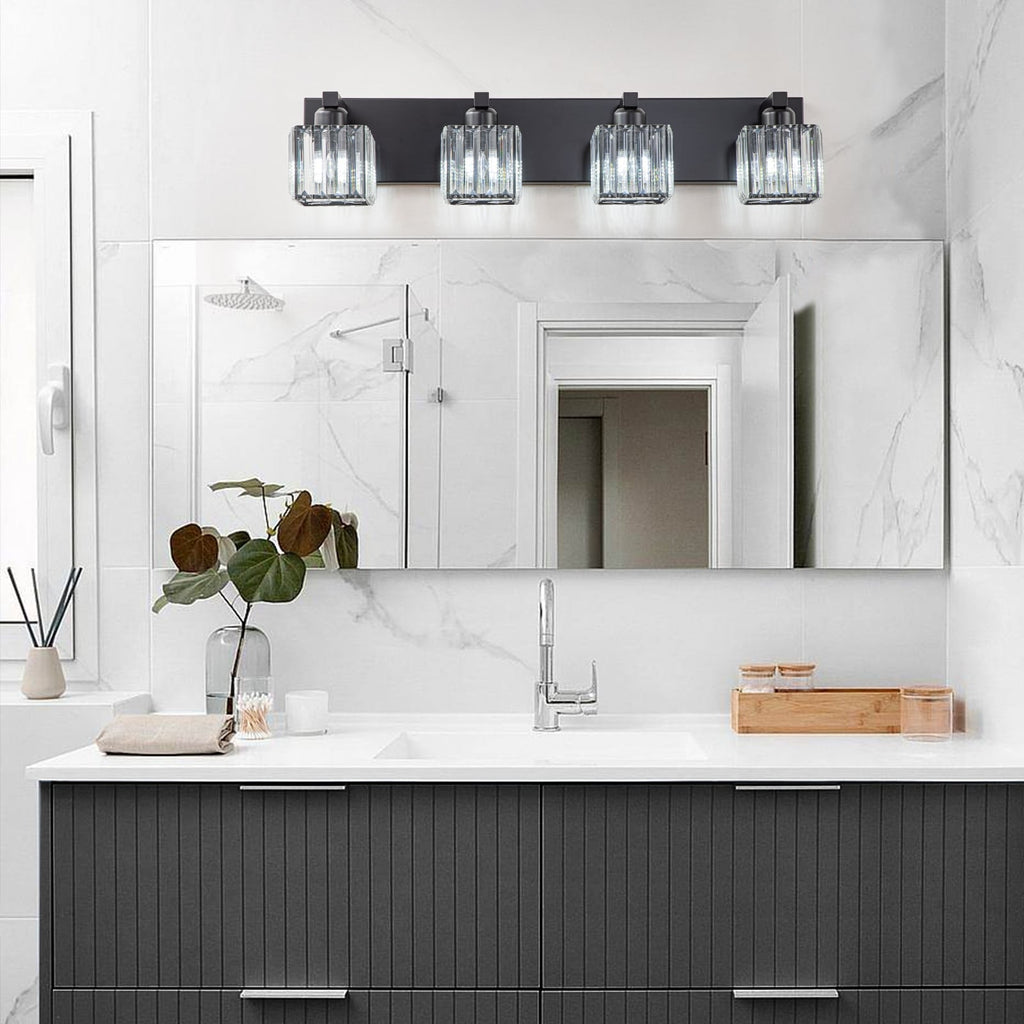 Applique murale de salle de bain 2/3/4/5 lumières avec abat-jour en cristal