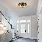 Plafonnier encastré à 2 lumières avec verre martelé transparent