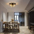 Plafonnier encastré à 2 lumières avec verre martelé transparent