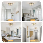 Plafonnier encastré à 2 lumières avec verre martelé transparent