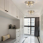 Plafonnier encastré à 2 lumières avec verre martelé transparent