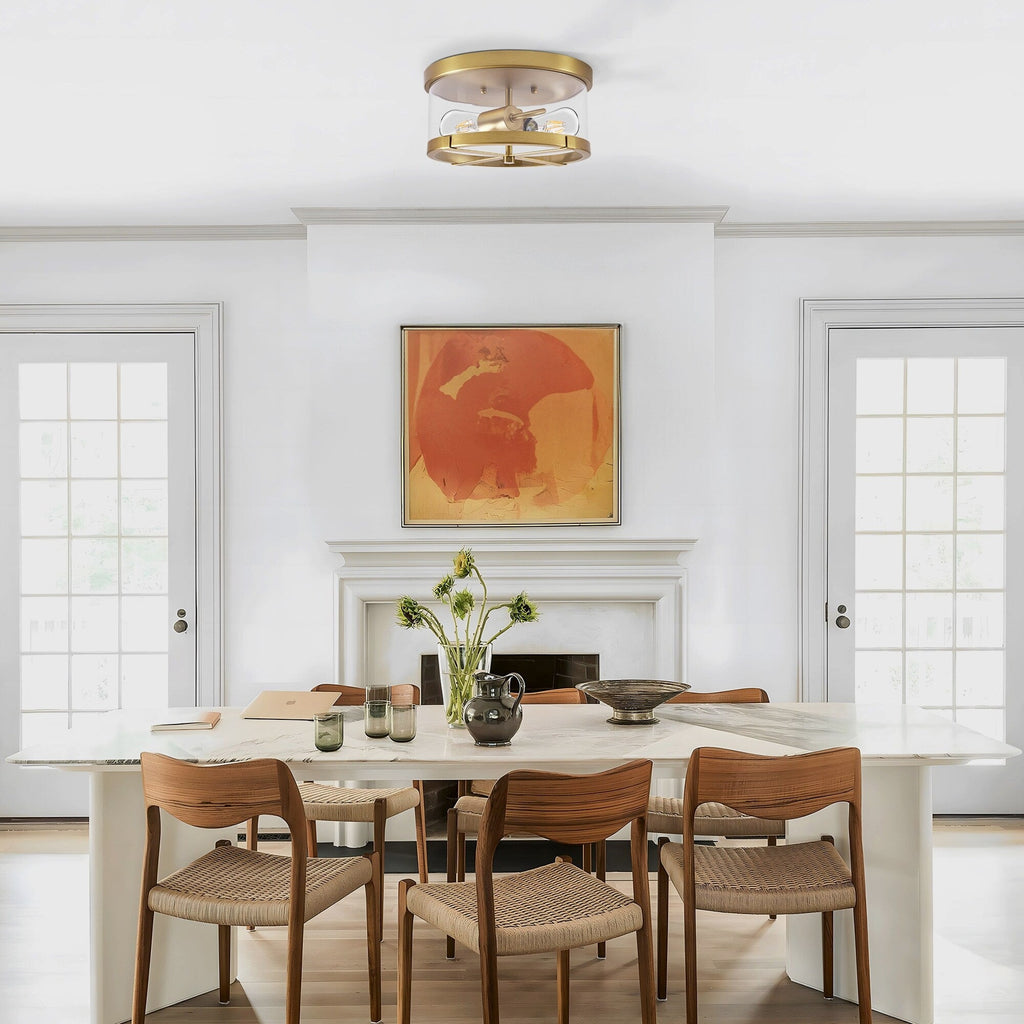 Plafonnier encastré à 2 lumières en verre transparent avec cadre en métal