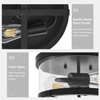 Plafonnier encastré à 2 lumières en verre transparent avec cadre en métal