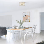 Plafonnier encastré à 2 lumières en verre transparent avec cadre en métal