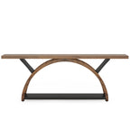 Console étroite à deux niveaux avec cadre semi-circulaire pour entrée, tables d'appoint de couloir grises