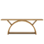 Console étroite à deux niveaux avec cadre semi-circulaire pour entrée, tables d'appoint de couloir grises