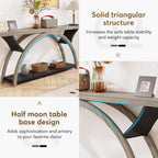 Console étroite à deux niveaux avec cadre semi-circulaire pour entrée, tables d'appoint de couloir grises