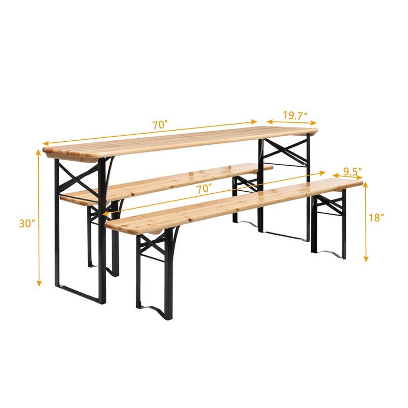Ensemble de salle à manger de pique-nique pliant en bois massif