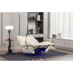 Fauteuil inclinable pivotant et électrique avec haut-parleurs Bluetooth, support de téléphone, ports de chargement USB et Type-C, rangement dissimulé des accoudoirs