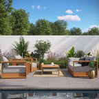 Ensemble de meubles de patio extérieur en bois d'acacia Tahoe 5 pièces