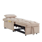 Canapé-lit simple pliant en velours taupe 68,5 avec dossier réglable et oreillers pour le salon