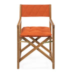 Chaise de réalisateur d'extérieur pliable en bois d'acacia, style Mid-Century, avec dossier matelassé en losanges et coussin, lot de 2 par JONATHAN Y