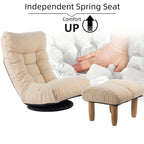 Ensemble de fauteuil inclinable rembourré sans accoudoirs avec pouf et appui-tête réglable