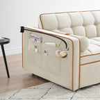 Canapé-lit convertible 2 places en velours de 55 pouces avec lit gigogne, inclinaison réglable, poches latérales et support pour téléphone