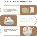 WOWMAX 47 Chaise longue ronde d'intérieur, canapé de sol rembourré en velours côtelé, fauteuil-lit surdimensionné avec 2 coussins décoratifs